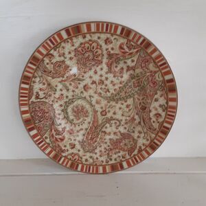 222 Fifth Maharana Lunch Plates 9" Red Paisley Bohemian Porcelain Set 2